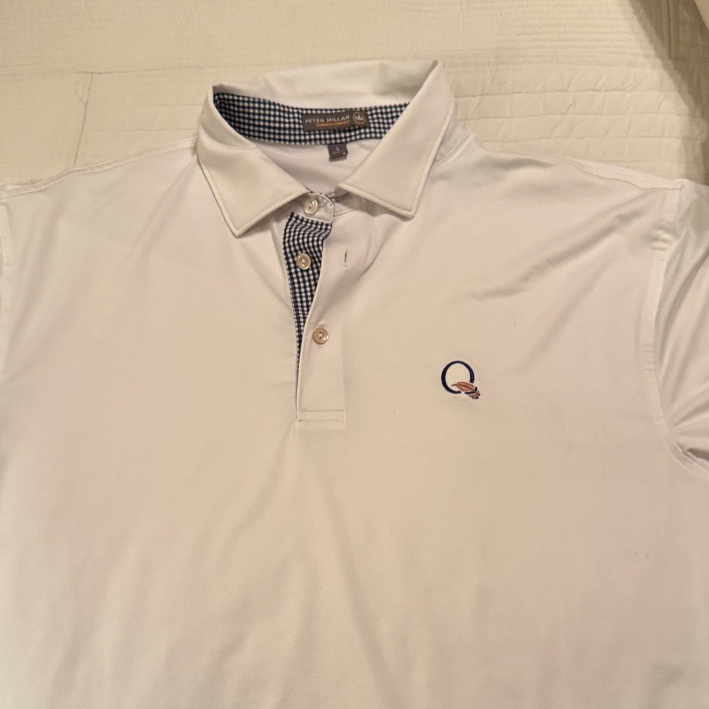 Peter Millar White Polo with Embroidered Accent